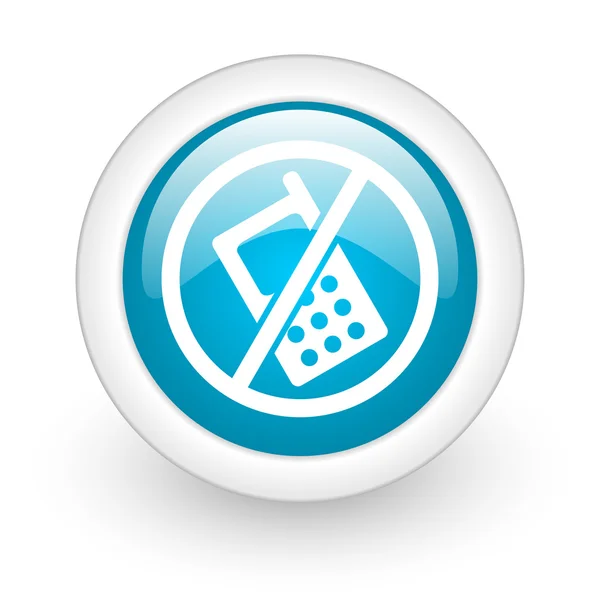Žádné telefony modrý kruh lesklý web ikony na bílém pozadí — Stock fotografie