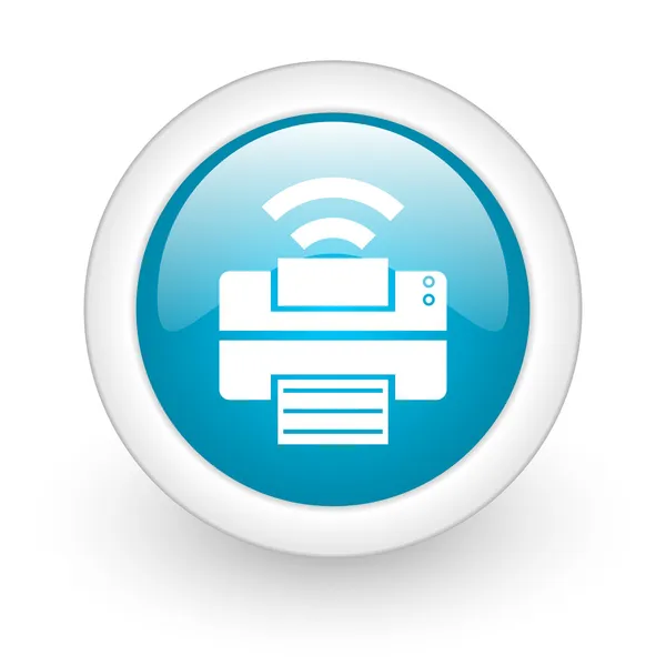 Print blue circle glossy web icon on white background — Stock Photo, Image