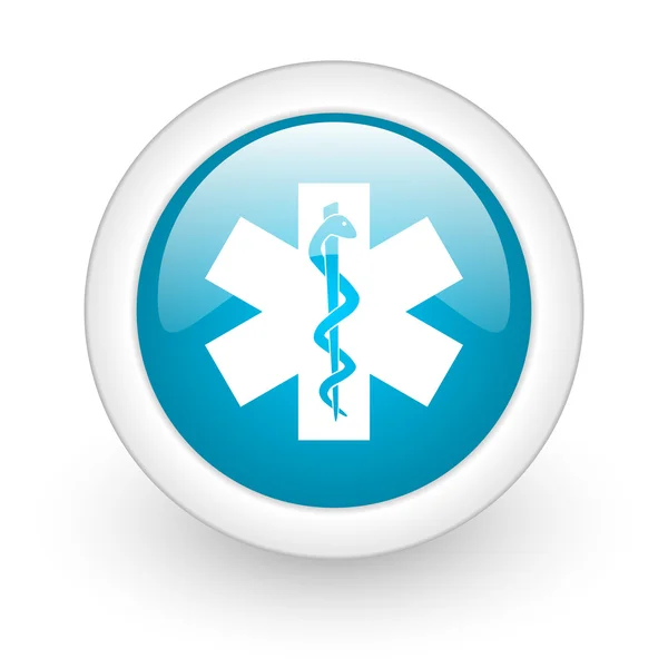 Caduceus blue circle glossy web icon on white background — Stock Photo, Image