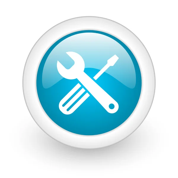Tools blue circle glossy web icon on white background — Stock Photo, Image