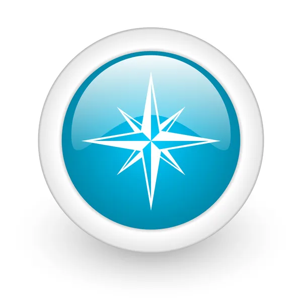 Compass blue circle glossy web icon on white background — Stock Photo, Image