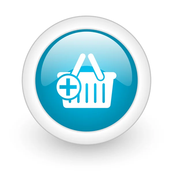 Shopping cart blue circle glossy web icon on white background — Stock Photo, Image