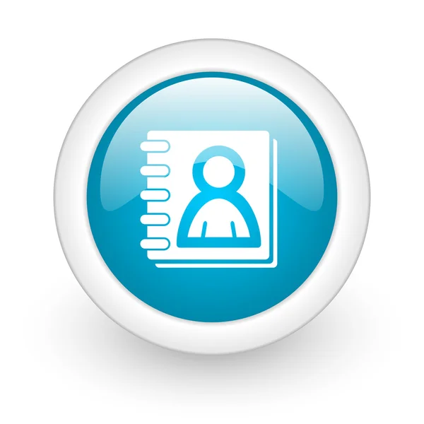 Livro de endereços círculo azul ícone da web brilhante no fundo branco — Fotografia de Stock
