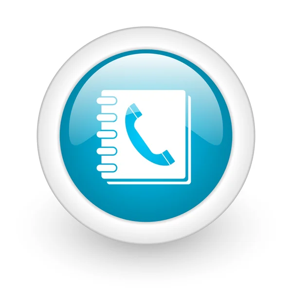 Książka telefoniczna niebieskie koło WWW błyszczący ikona na białym tle — Zdjęcie stockowe
