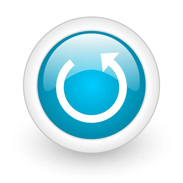 Drehen blauen Kreis glänzende Web-Symbol auf weißem Hintergrund — Stockfoto