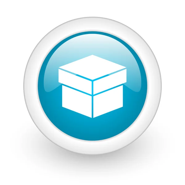 Caixa azul círculo brilhante ícone da web no fundo branco — Fotografia de Stock