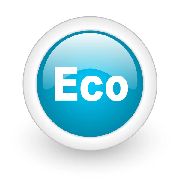 Eco blauwe cirkel glanzend web pictogram op witte achtergrond — Stockfoto