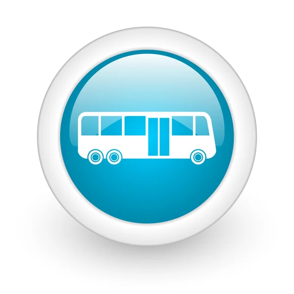 Bus cercle bleu icône web brillant sur fond blanc — Photo