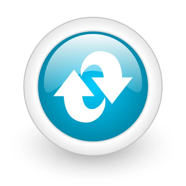 Girar el icono de la web brillante círculo azul sobre fondo blanco —  Fotos de Stock
