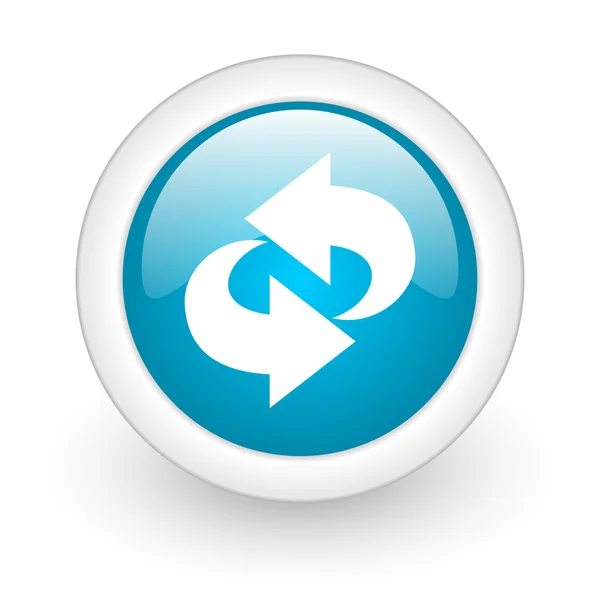 Girar el icono de la web brillante círculo azul sobre fondo blanco —  Fotos de Stock