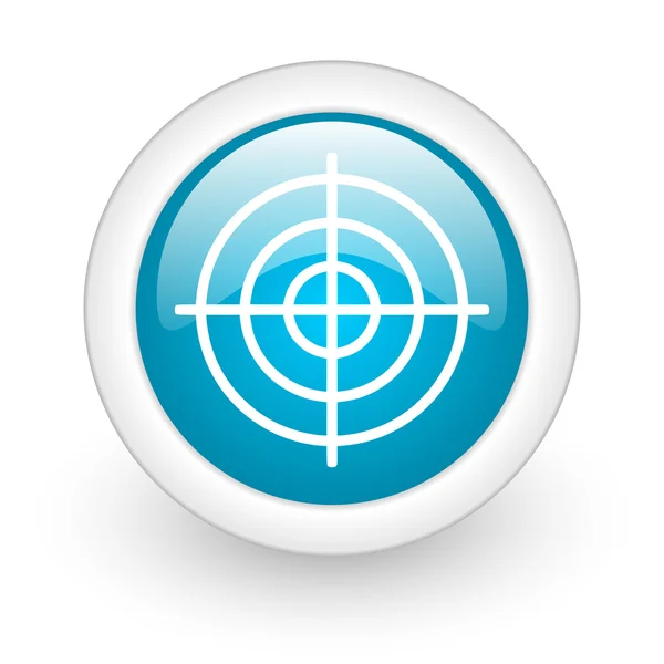 Blanco círculo azul icono de la web brillante sobre fondo blanco —  Fotos de Stock