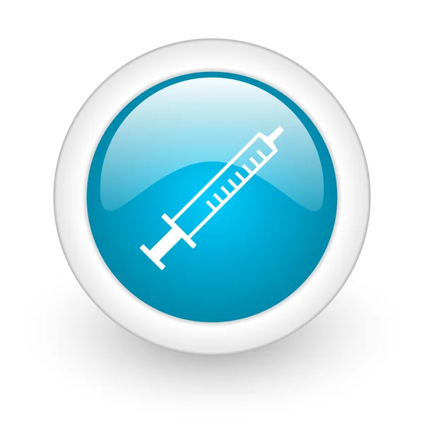 Syringe blue circle glossy web icon on white background — Stock Photo, Image