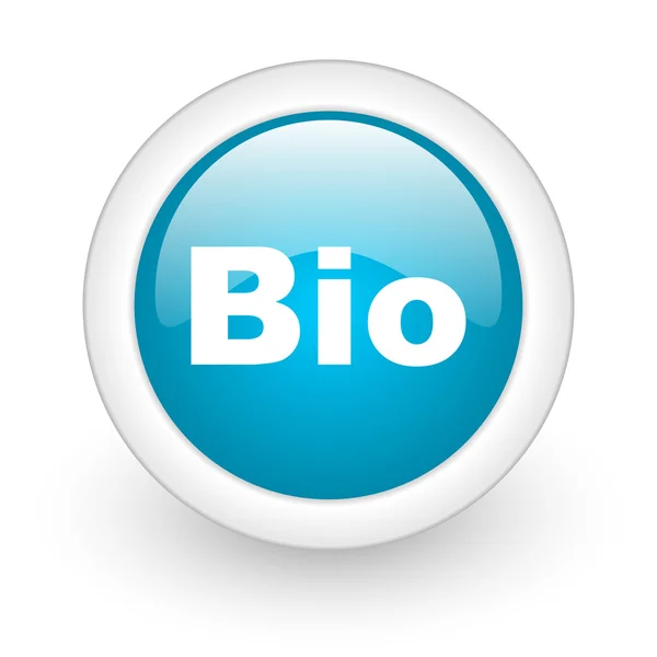 Bio azul círculo brillante icono web sobre fondo blanco —  Fotos de Stock