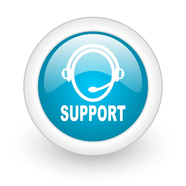 Support blue circle glossy web icon on white background — Stock Photo, Image