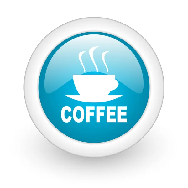 Kaffee blauer Kreis hochglanz Web-Symbol auf weißem Hintergrund — Stockfoto