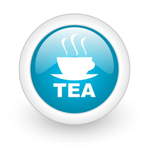 Chá azul círculo brilhante web ícone no fundo branco — Fotografia de Stock