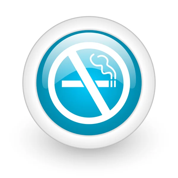 Ei tupakointi sininen ympyrä kiiltävä web kuvake valkoisella taustalla — kuvapankkivalokuva