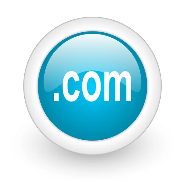 Com blue circle glossy web icon on white background — Stock Photo, Image