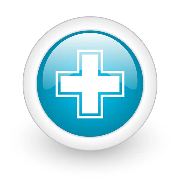 Farmácia círculo azul ícone web brilhante no fundo branco — Fotografia de Stock