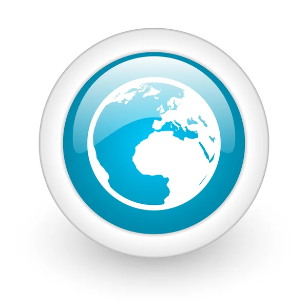 Earth blue circle glossy web icon on white background — Stock Photo, Image