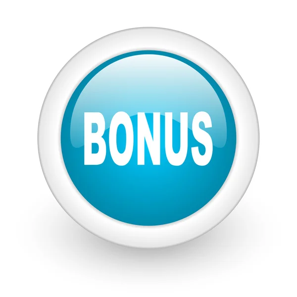 Bonus blue circle glossy web icon on white background — Stock Photo, Image