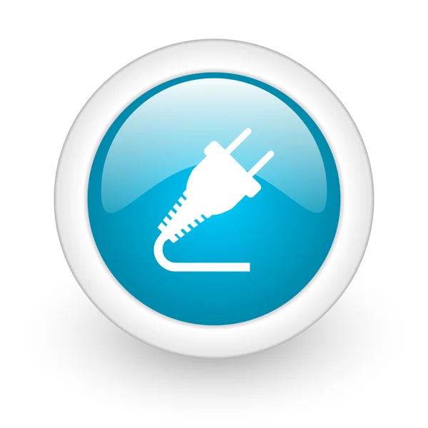 Plug blue circle glossy web icon on white background — Stock Photo, Image