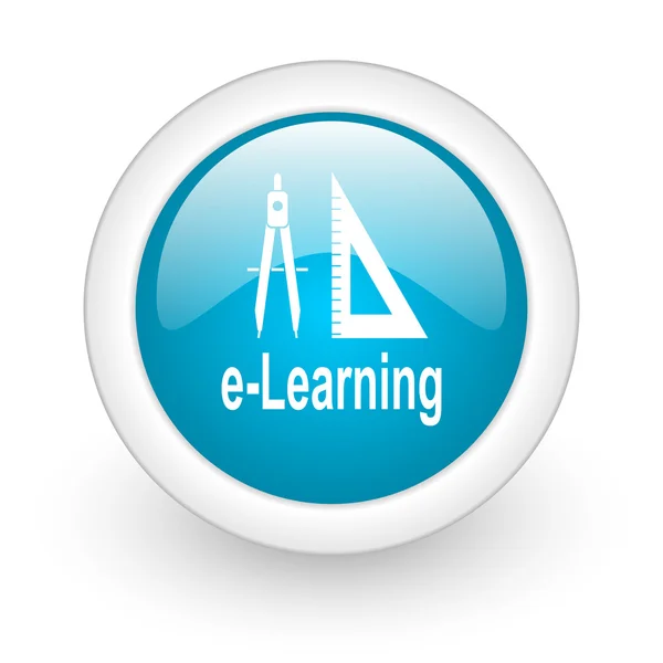 E-learning azul círculo brillante icono web sobre fondo blanco — Foto de Stock