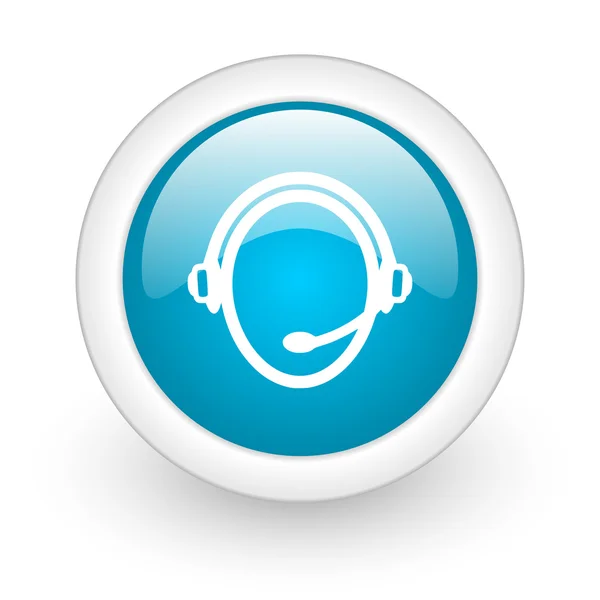 Servizio clienti cerchio blu icona web lucido su sfondo bianco — Foto Stock