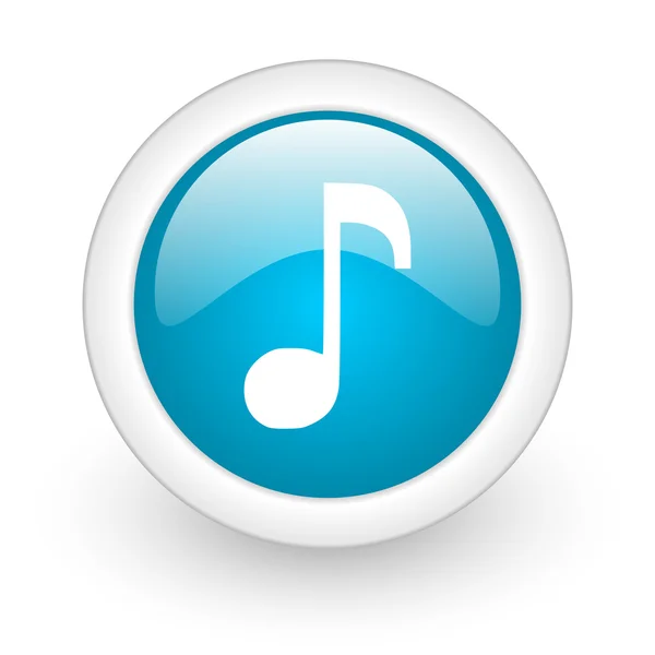 Música círculo azul icono web brillante sobre fondo blanco — Foto de Stock