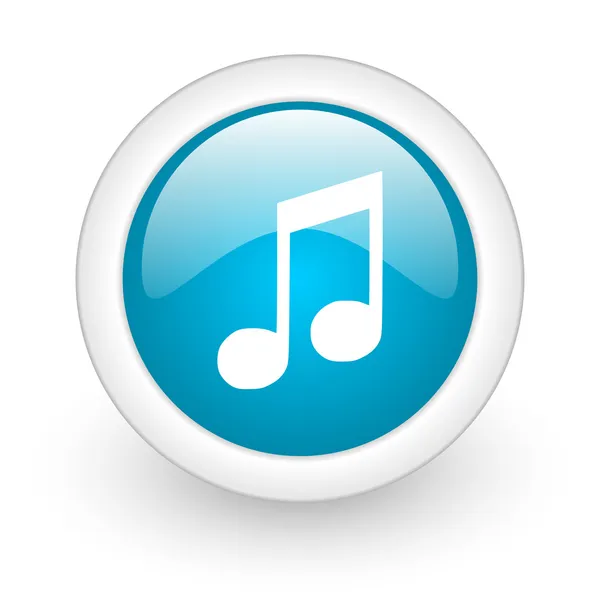 Musica blu cerchio lucido icona web su sfondo bianco — Foto Stock