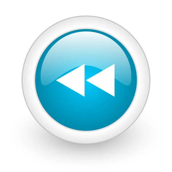 Scroll círculo azul ícone web brilhante no fundo branco — Fotografia de Stock