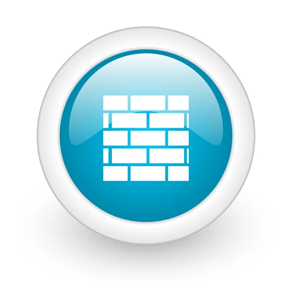 Firewall círculo azul ícone web brilhante no fundo branco — Fotografia de Stock