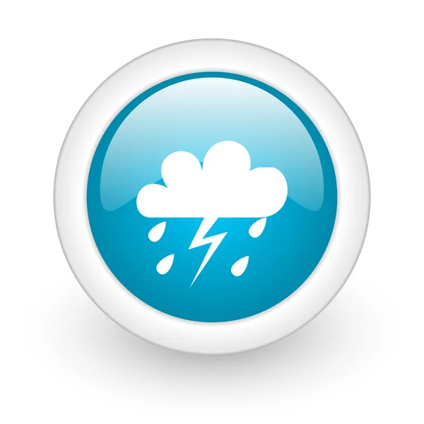 Previsão meteorológica círculo azul ícone da web brilhante no fundo branco — Fotografia de Stock