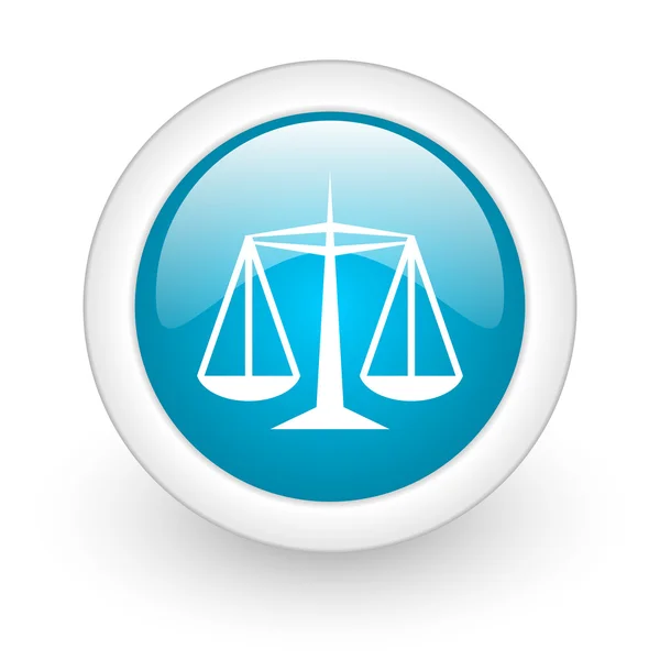 Justicia círculo azul icono de la web brillante sobre fondo blanco — Foto de Stock