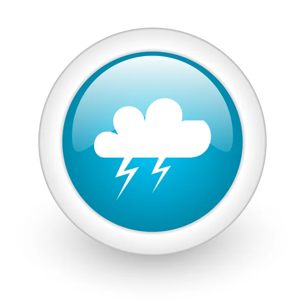 Időjárás-előrejelzés kék kör fényes web ikon fehér háttér — Stock Fotó
