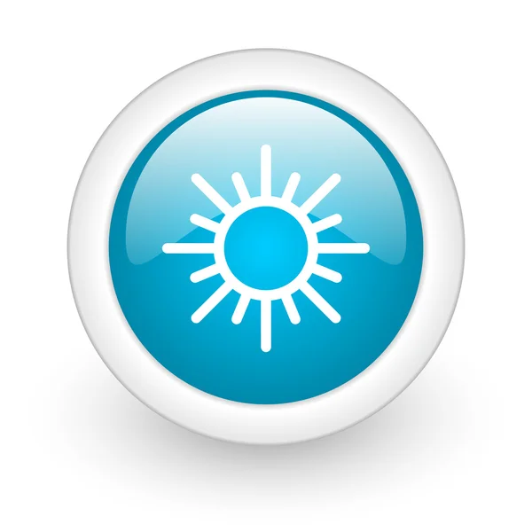 Słońce okrąg niebieski WWW błyszczący ikona na białym tle — Zdjęcie stockowe