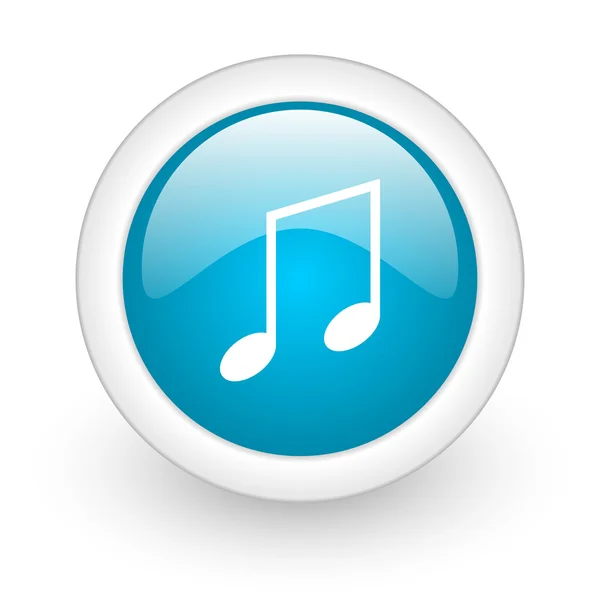 Music blue circle glossy web icon on white background — Stock Photo, Image