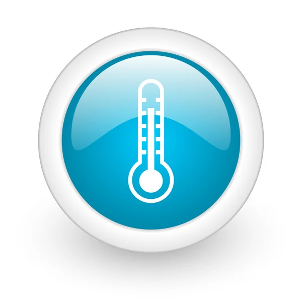 Hőmérő kék kör fényes web ikon fehér háttér — Stock Fotó