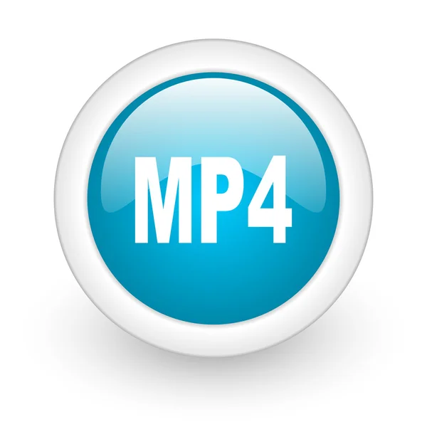 Mp4 blue circle glossy web icon on white background — Stock Photo, Image