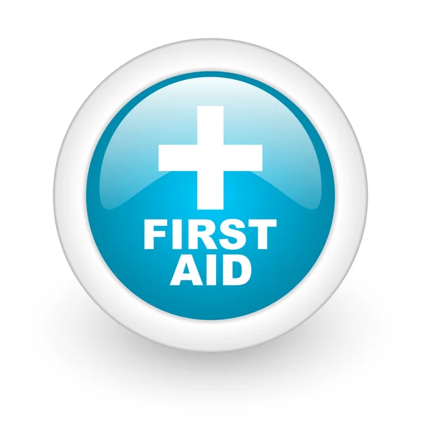 First aid blue circle glossy web icon on white background — Stock Photo, Image