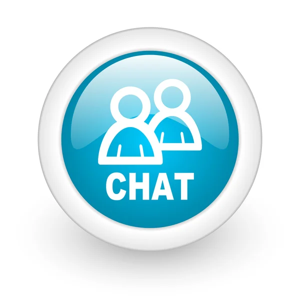 Chat blue circle glossy web icon on white background — Stock Photo, Image