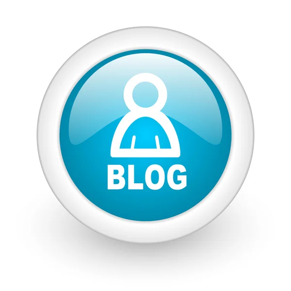 Blog blauer Kreis glänzendes Web-Symbol auf weißem Hintergrund — Stockfoto