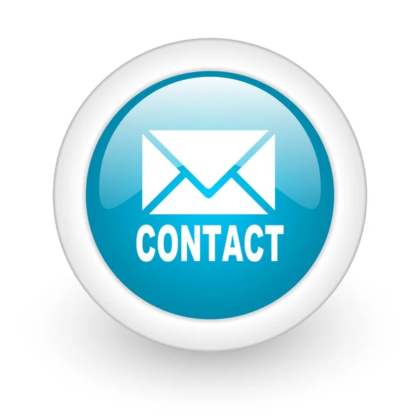 Contact blue circle glossy web icon on white background — Stock Photo, Image