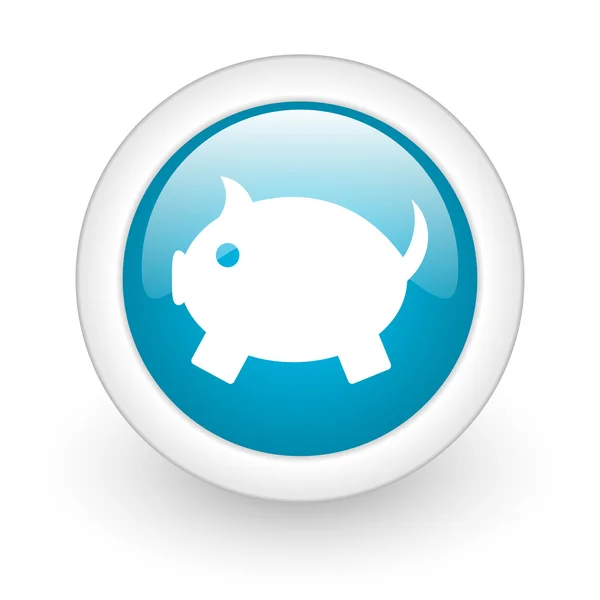 Porquinho banco azul círculo brilhante web ícone no fundo branco — Fotografia de Stock