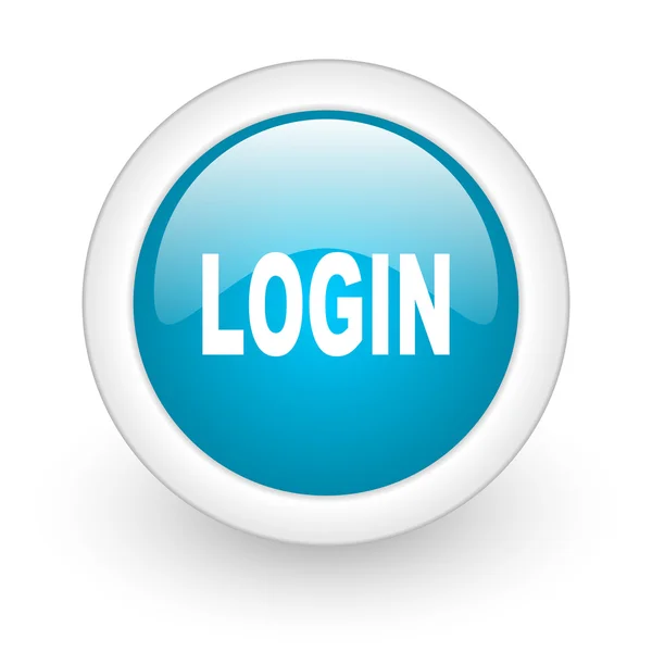 Login blauwe cirkel glanzend web pictogram op witte achtergrond — Stockfoto