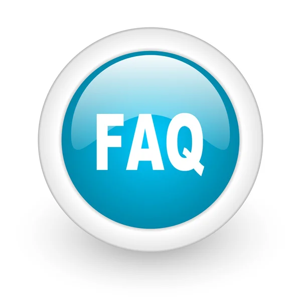 Faq 흰색 바탕에 파란색 원 광택 웹 아이콘 — 스톡 사진