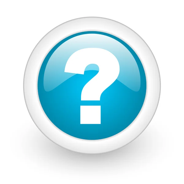 Znak zapytania niebieskie koło WWW błyszczący ikona na białym tle — Zdjęcie stockowe