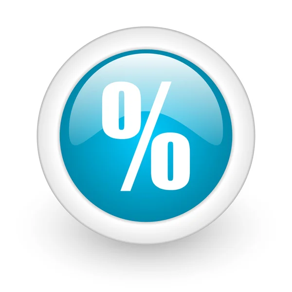 Percentuale blu cerchio lucido icona web su sfondo bianco — Foto Stock