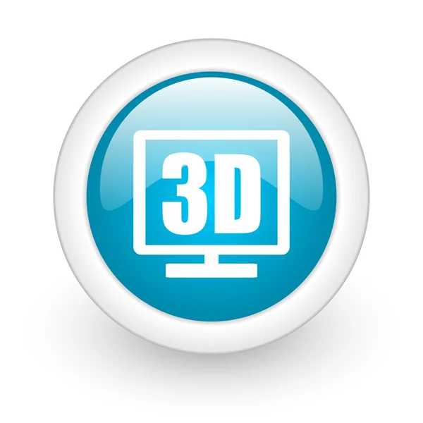 3D காட்சி நீல வட்டம் வெள்ளை பின்னணியில் ஒளிரும் வலை ஐகான் — ஸ்டாக் புகைப்படம்