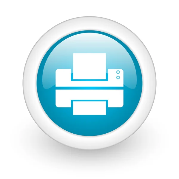 Printer blue circle glossy web icon on white background — Stock Photo, Image